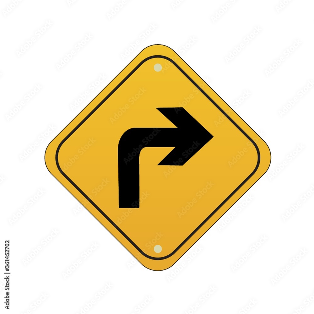 Right turn road sign