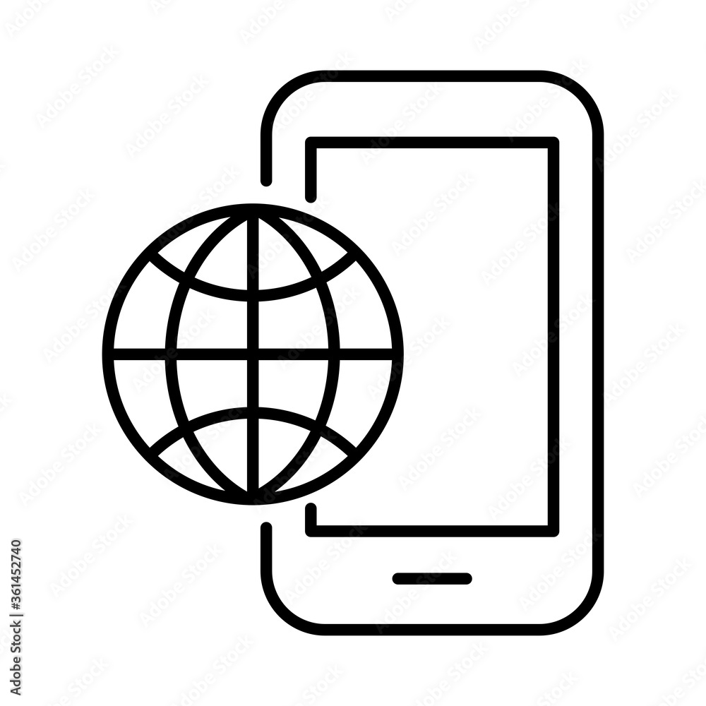 smartphone with sphere browser payments online line style smartphone with sphere browser payments online line style
