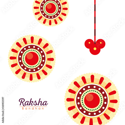 Raksha bandhan red mandala flowers wristbands vector design
