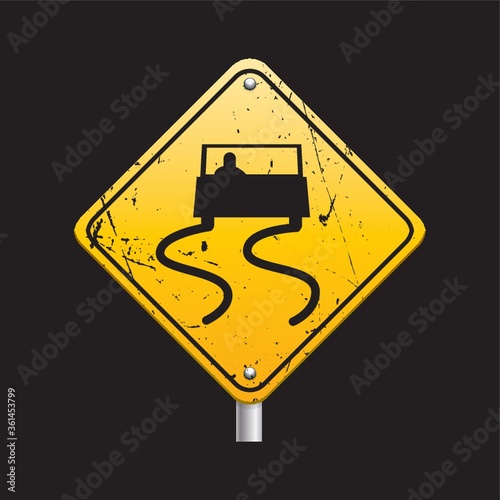 Slippery road sign
