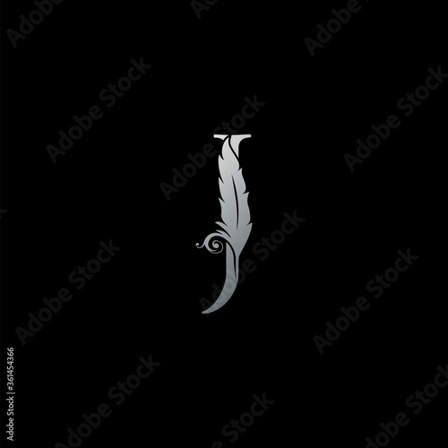 Luxury Feather Letter J logo Icon. Monogram design concept for law, lawyer, legal officer, firm, notary