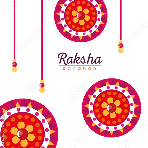 Raksha bandhan red mandala flowers wristbands vector design