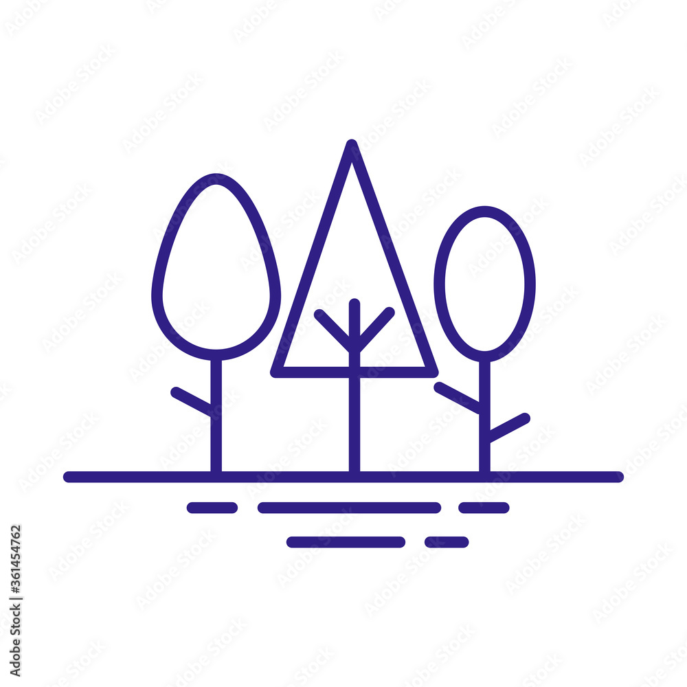 forest trees plants line style icons forest trees plants line style icons