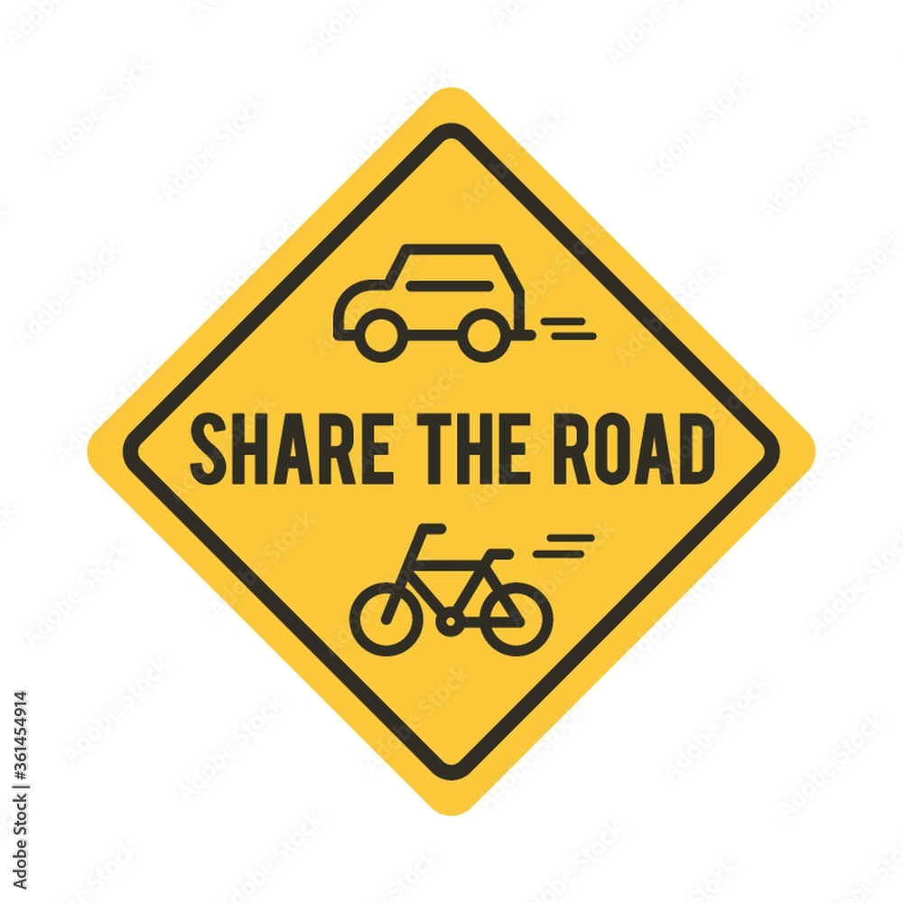 Share the road sign with bicycle and car Share the road sign with bicycle and car