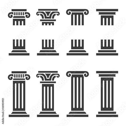 Columns icon set. Ancient architecture pillars vector illustration