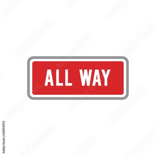 All way road sign