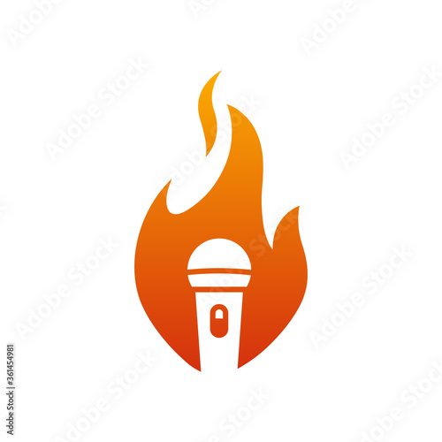 Microphones flaming logo vector images