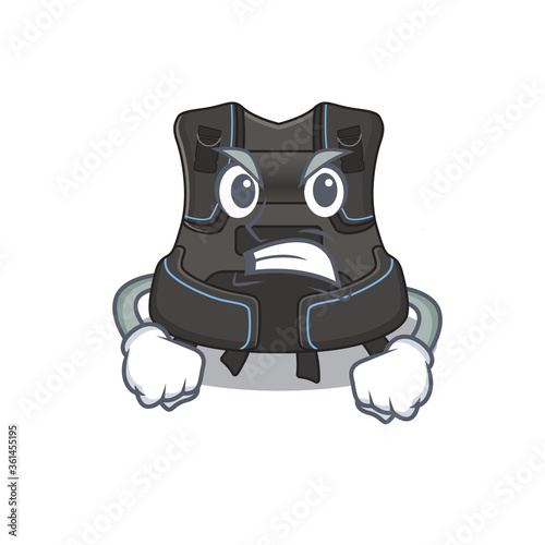 A cartoon picture style of scuba buoyancy compensator having a mad face