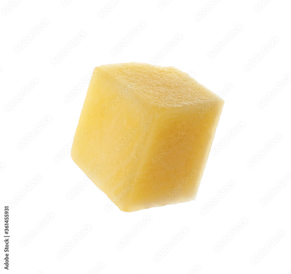 Tasty ripe mango cube isolated on white Tasty ripe mango cube isolated on white
