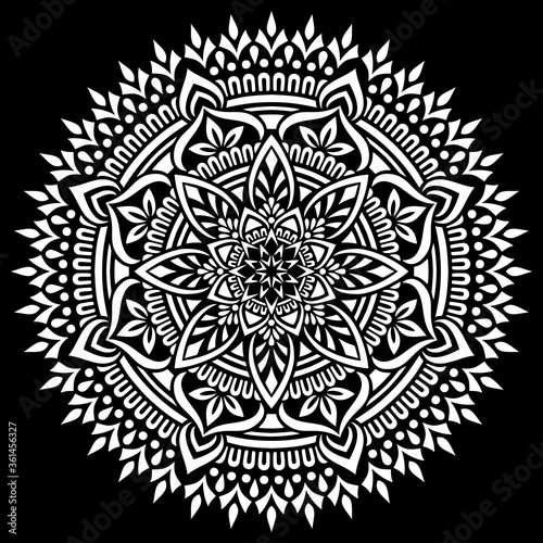 White mandala on black Pattern Stencil Doodles Sketch