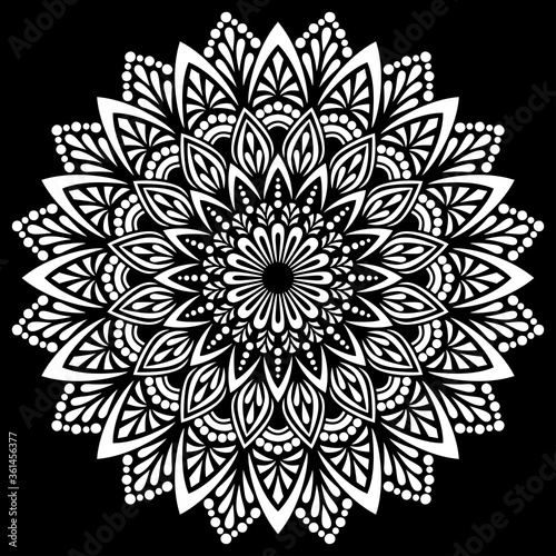 White mandala on black Pattern Stencil Doodles Sketch