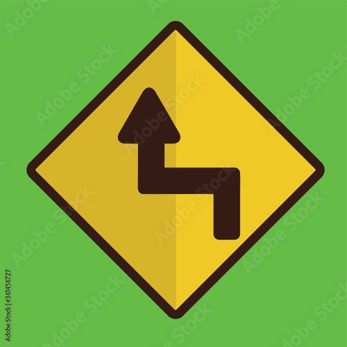 Sharp reverse left turns ahead sign