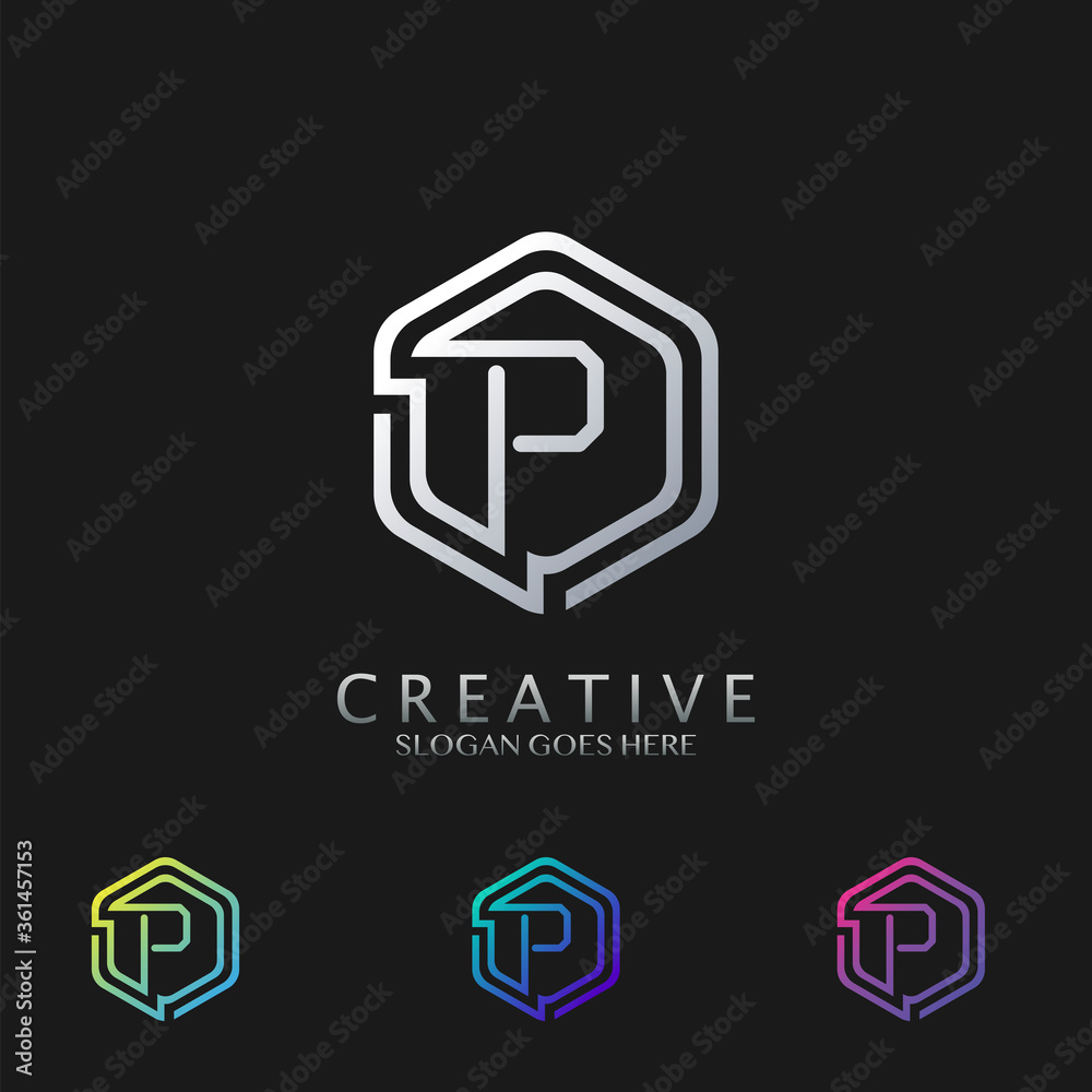 Hexagon P Letter logo vector design for technology business Hexagon P Letter logo vector design for technology business