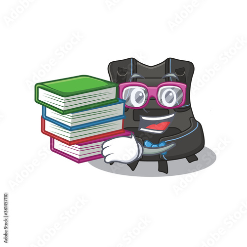 Scuba buoyancy compensator student mascot design read many books when study at home