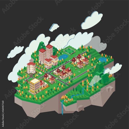 Isometric floating city
