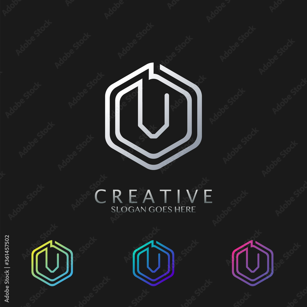 Hexagon V Letter logo vector design for technology business Hexagon V Letter logo vector design for technology business