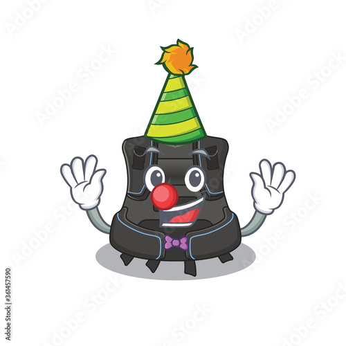 Friendly clown scuba buoyancy compensator mascot design concept
