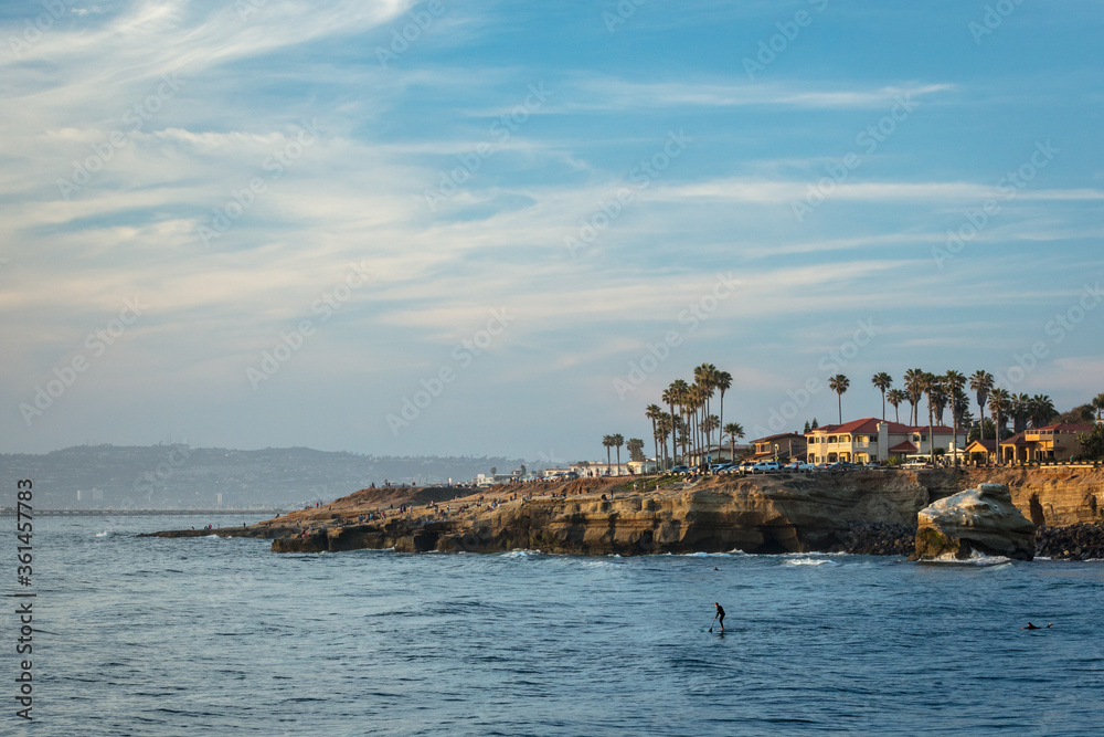 Sunset at the sunset cliff, San Diego, California