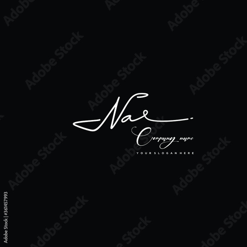 NA initials signature logo. Handwriting logo vector templates. Hand drawn Calligraphy lettering Vector illustration.