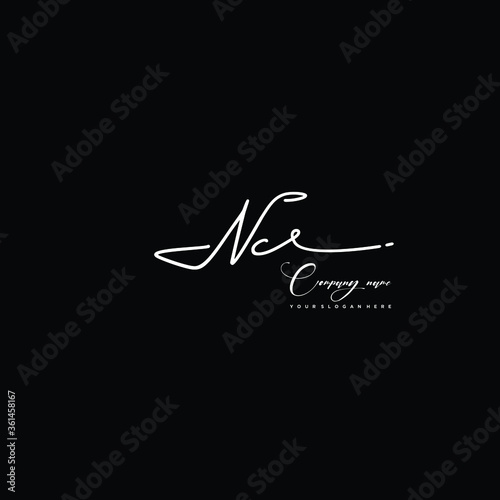 NC initials signature logo. Handwriting logo vector templates. Hand drawn Calligraphy lettering Vector illustration.