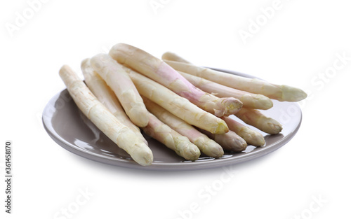 Fresh raw asparagus spears isolated on white