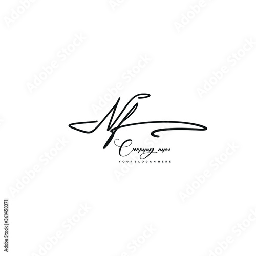 NF initials signature logo. Handwriting logo vector templates. Hand drawn Calligraphy lettering Vector illustration.