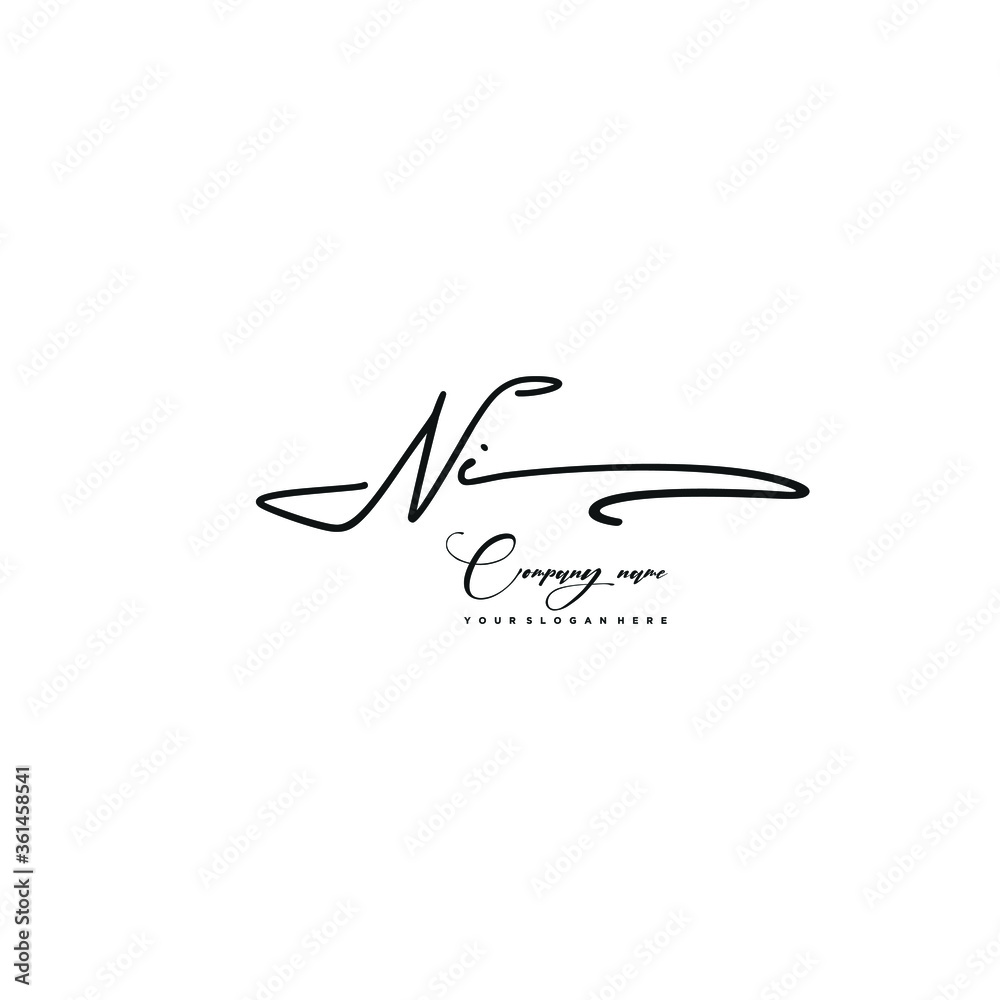 NI initials signature logo. Handwriting logo vector templates. Hand drawn Calligraphy lettering Vector illustration. NI initials signature logo. Handwriting logo vector templates. Hand drawn Calligraphy lettering Vector illustration.