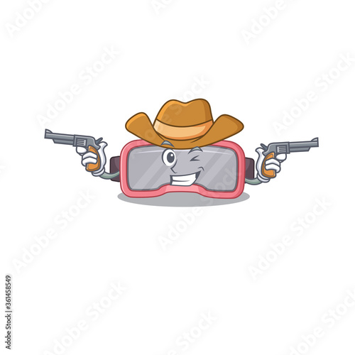 A wise cowboy of vr glasses Cartoon design with guns