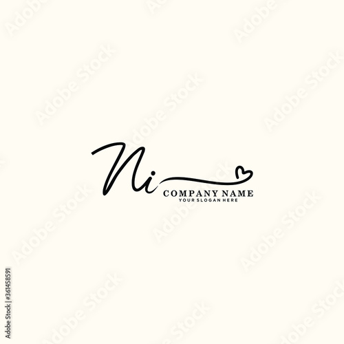 NI initials signature logo. Handwriting logo vector templates. Hand drawn Calligraphy lettering Vector illustration.