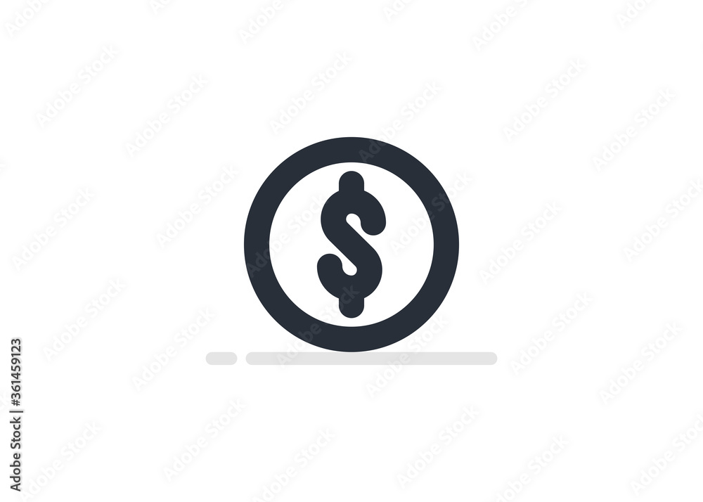 Money. Line Icon Vector. Payment system. Coin and Dollar cent Sign isolated on white background. Flat design style. Business concept. Money. Line Icon Vector. Payment system. Coin and Dollar cent Sign isolated on white background. Flat design style. Business concept.