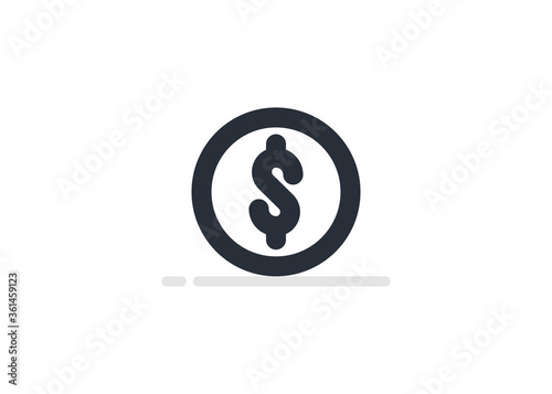 Money. Line Icon Vector. Payment system. Coin and Dollar cent Sign isolated on white background. Flat design style. Business concept.