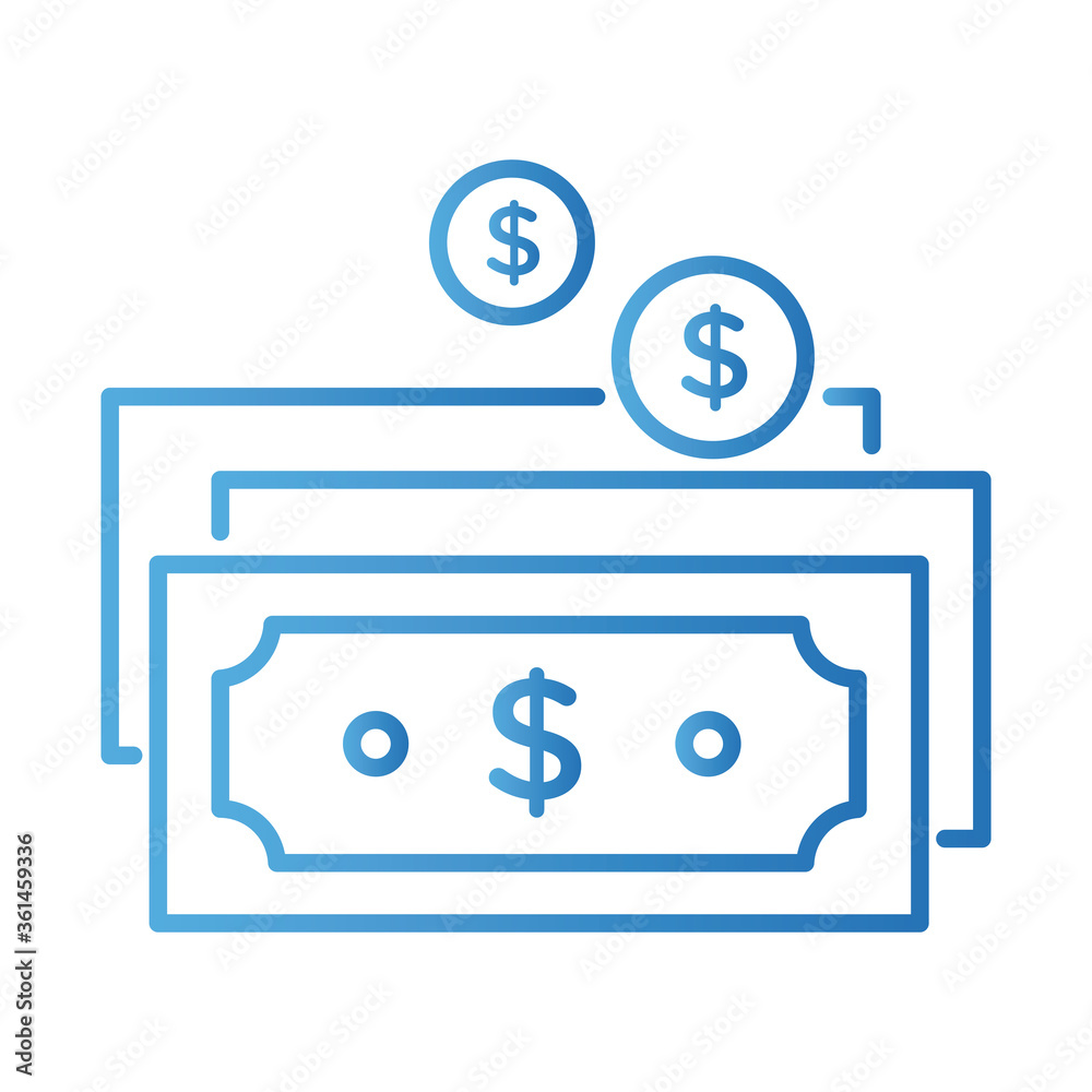 coin and bill dollar with arrows payment online gradient style coin and bill dollar with arrows payment online gradient style