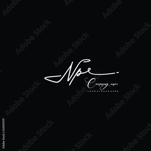 NP initials signature logo. Handwriting logo vector templates. Hand drawn Calligraphy lettering Vector illustration.