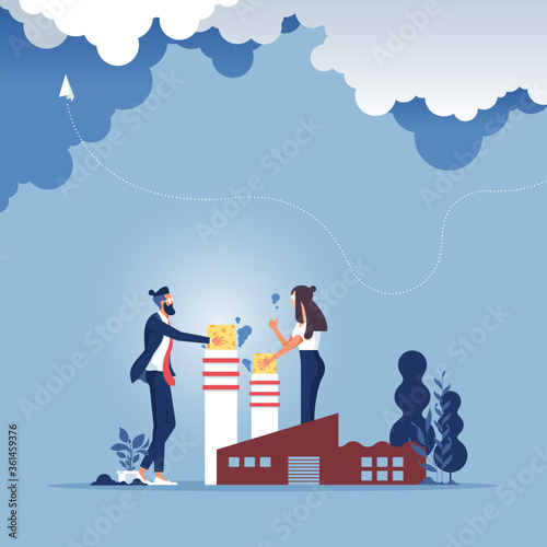Business environment concept-Business group stop Stop air pollution