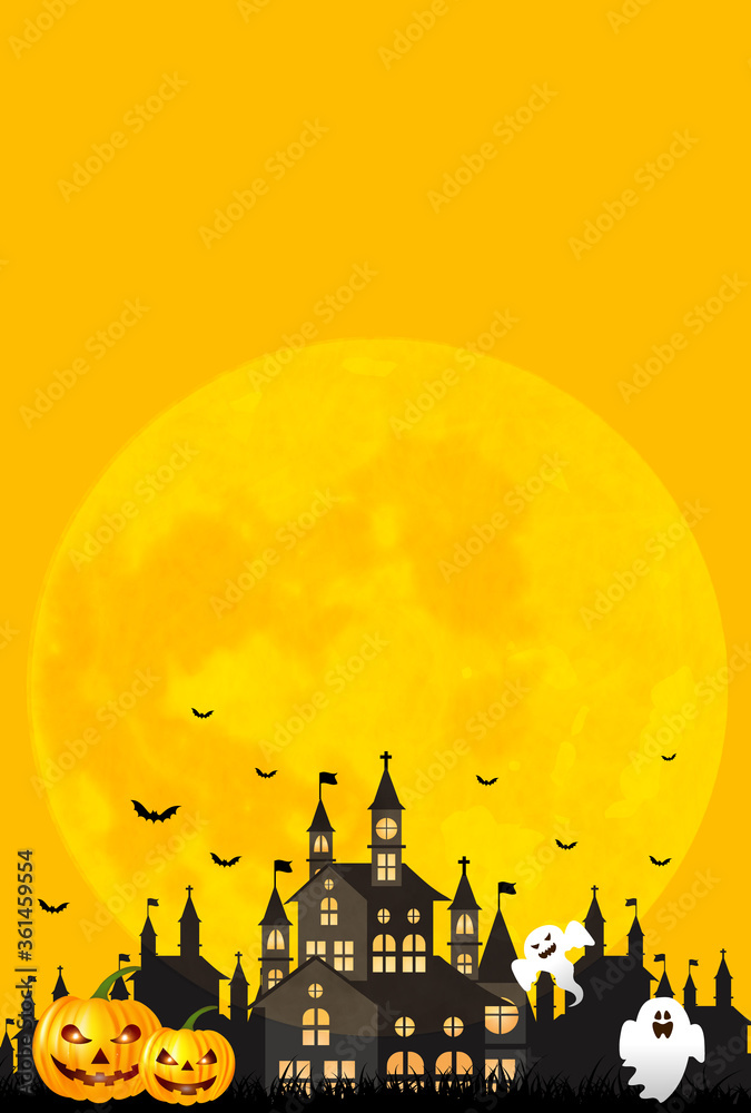 ハロウィン　かぼちゃ　城　背景