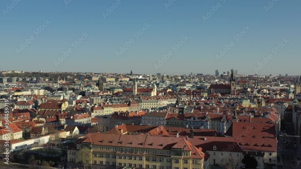 Prague City Center With Buildings Slow Pan During Golden Hour Prague City Center With Buildings Slow Pan During Golden Hour