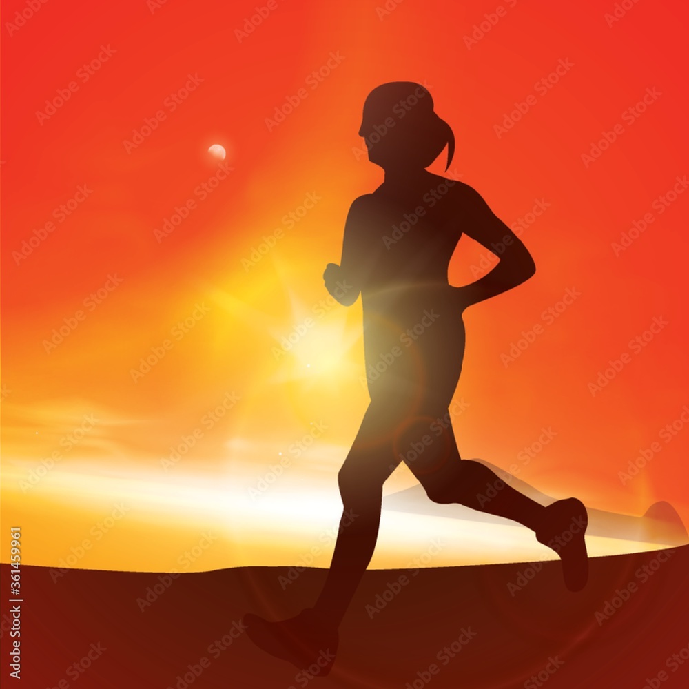 Silhouette of a woman jogging