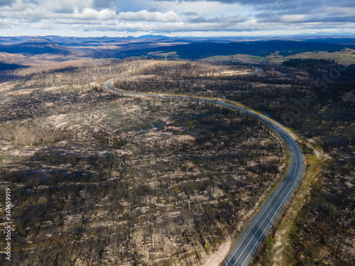 Damage to Australian countryside after wild bush fires 