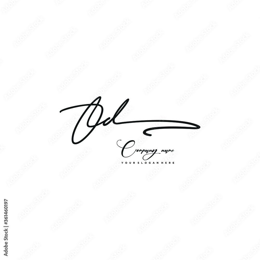OD initials signature logo. Handwriting logo vector templates. Hand drawn Calligraphy lettering Vector illustration. - obrazy, fototapety, plakaty 