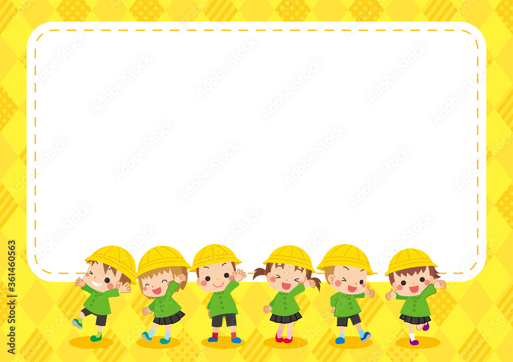 可愛い幼稚園の子どもたち テンプレート フレーム Stock Vector Adobe Stock
