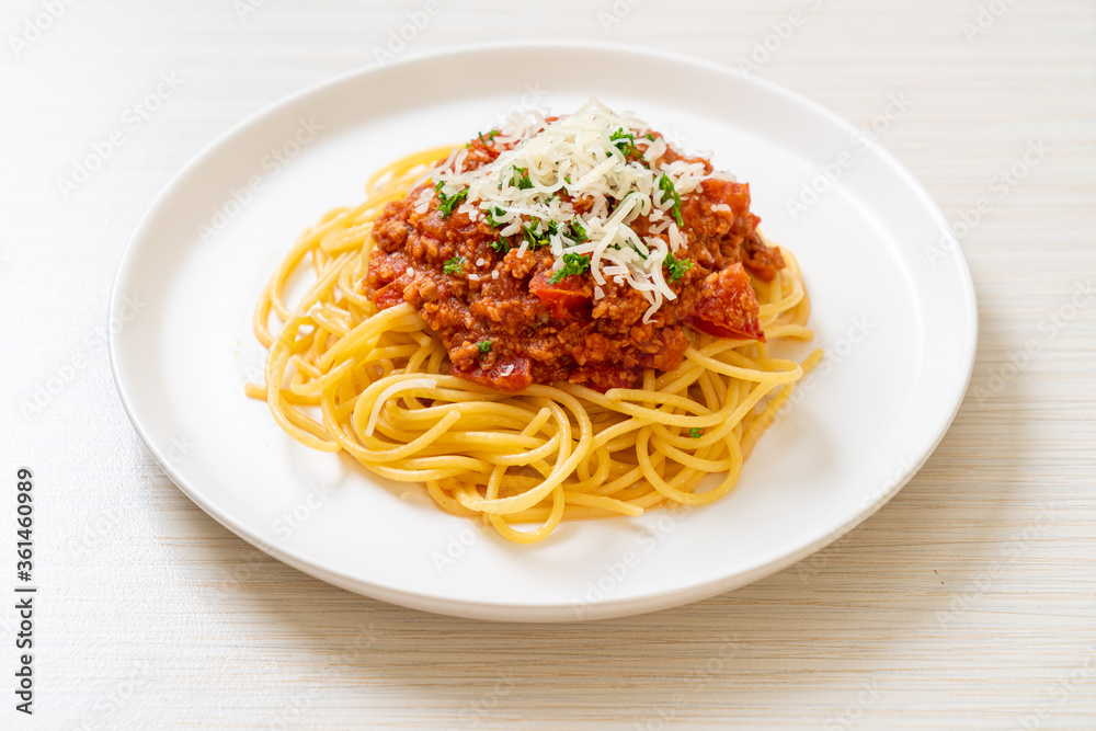 spaghetti bolognese pork or spaghetti with minced pork tomato sauce