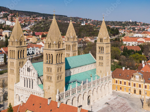 Pecs, Szekesegyhaz. bird eye view photo