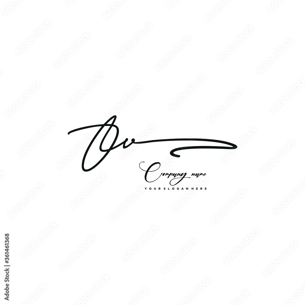 Obraz premium OV initials signature logo. Handwriting logo vector templates. Hand drawn Calligraphy lettering Vector illustration.