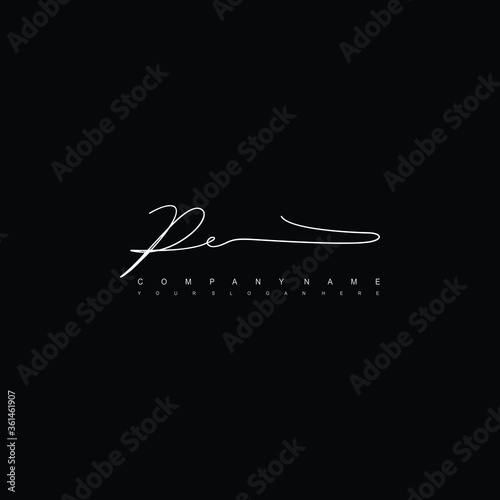 PE initials signature logo. Handwriting logo vector templates. Hand drawn Calligraphy lettering Vector illustration.