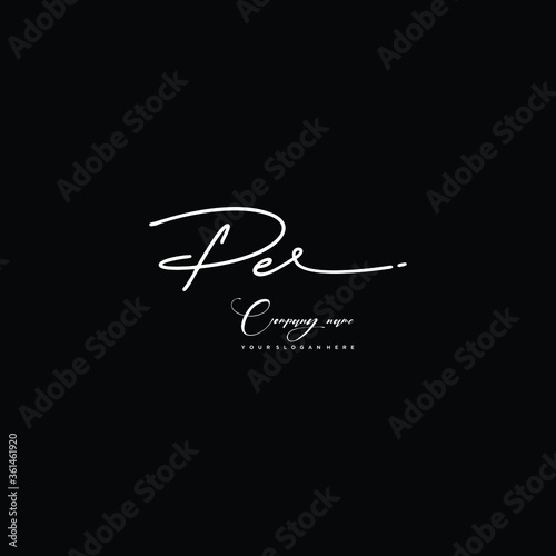 PE initials signature logo. Handwriting logo vector templates. Hand drawn Calligraphy lettering Vector illustration.