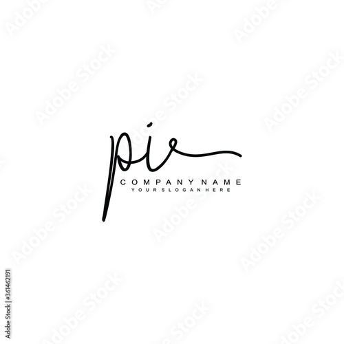 PI initials signature logo. Handwriting logo vector templates. Hand drawn Calligraphy lettering Vector illustration.