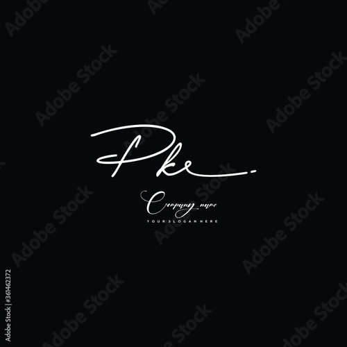 PK initials signature logo. Handwriting logo vector templates. Hand drawn Calligraphy lettering Vector illustration. photo