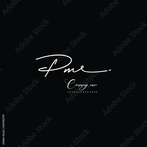 PM initials signature logo. Handwriting logo vector templates. Hand drawn Calligraphy lettering Vector illustration.