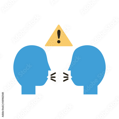 humans profiles with alert signal distance social flat style