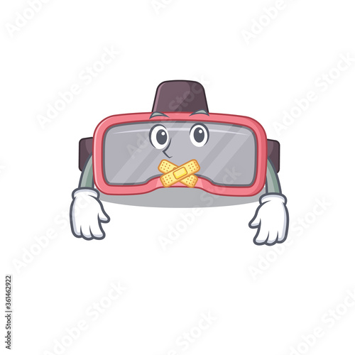 VR glasses cartoon character style having strange silent face